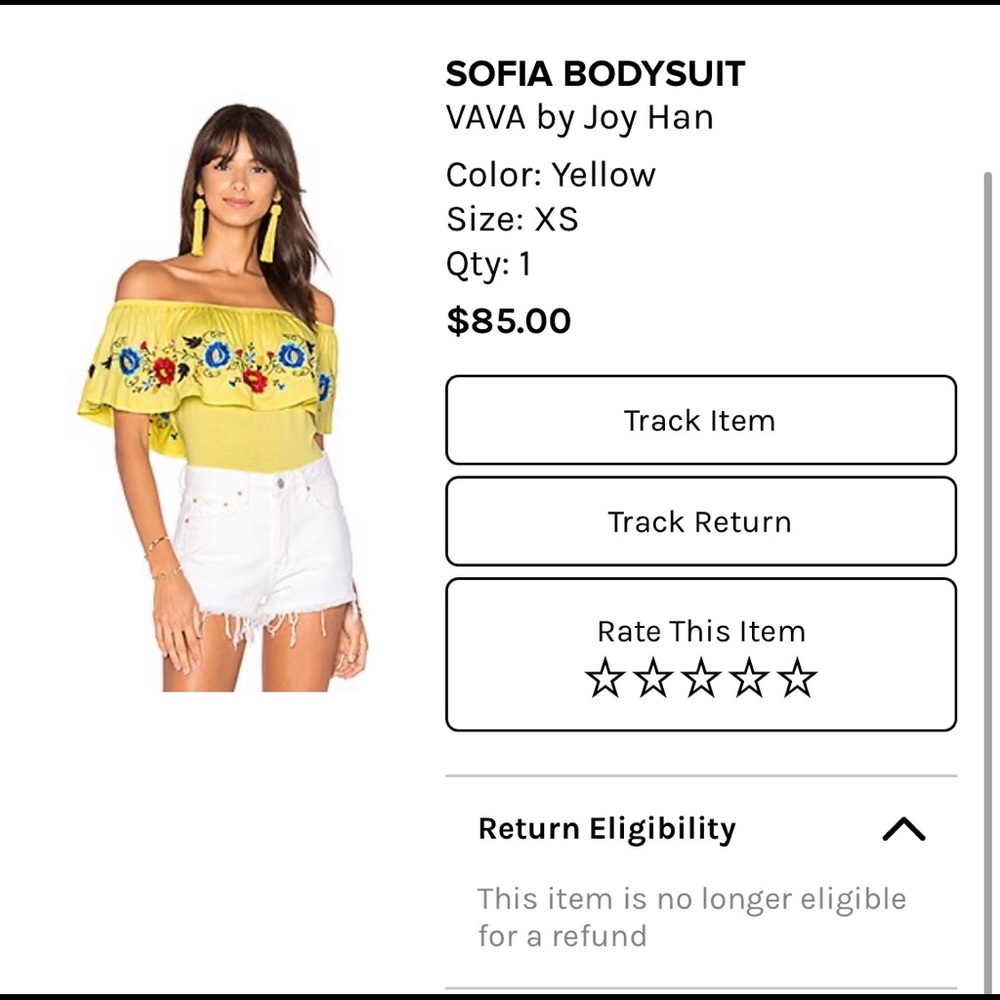 Yellow Floral Vava by Joy Han Off the shoulder bodysuit
